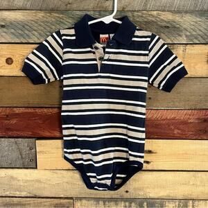 McKids Navy Stripe Polo‎ Onesie Size 24 Months